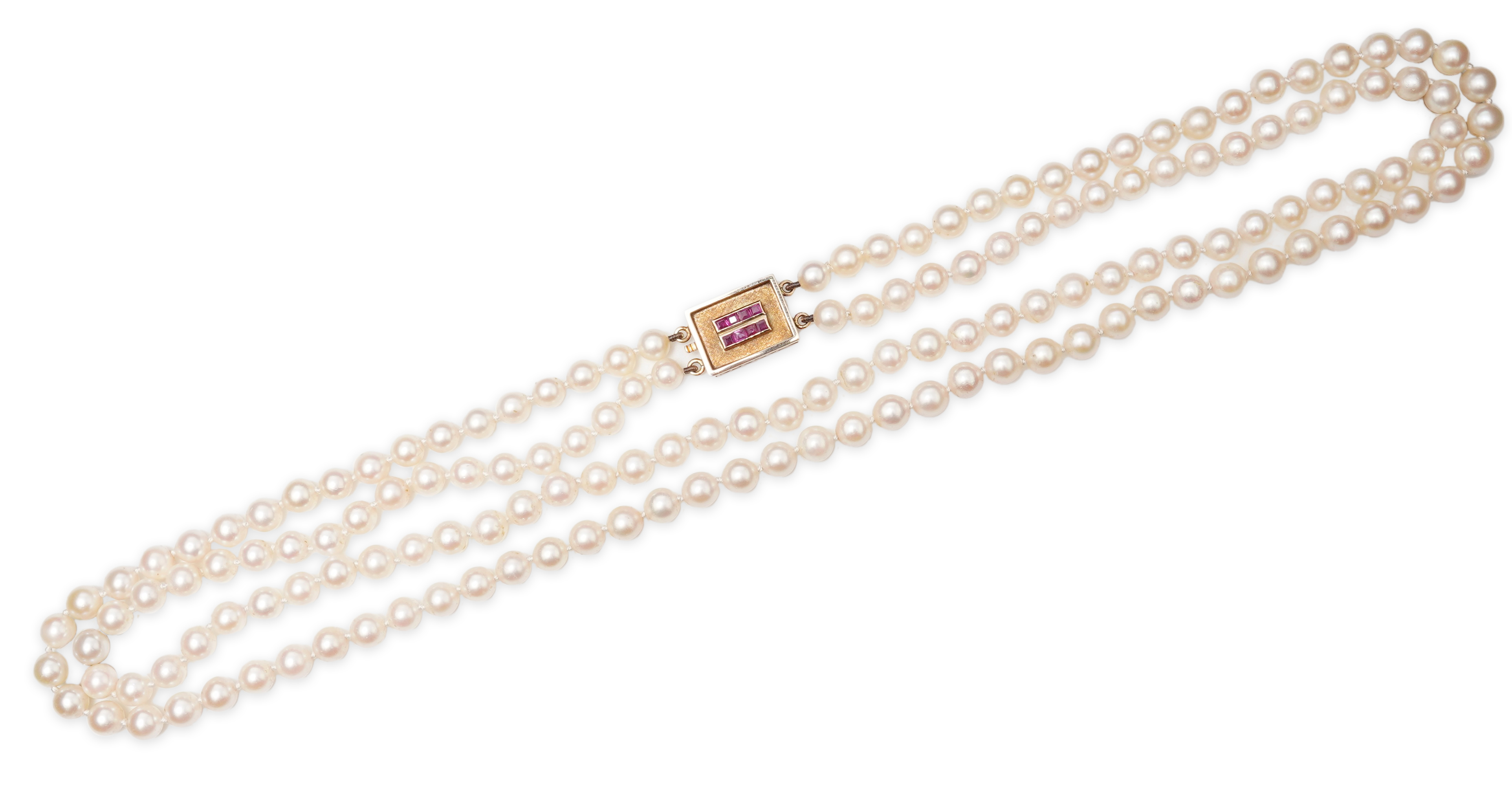 A cultured pearl and ruby necklace